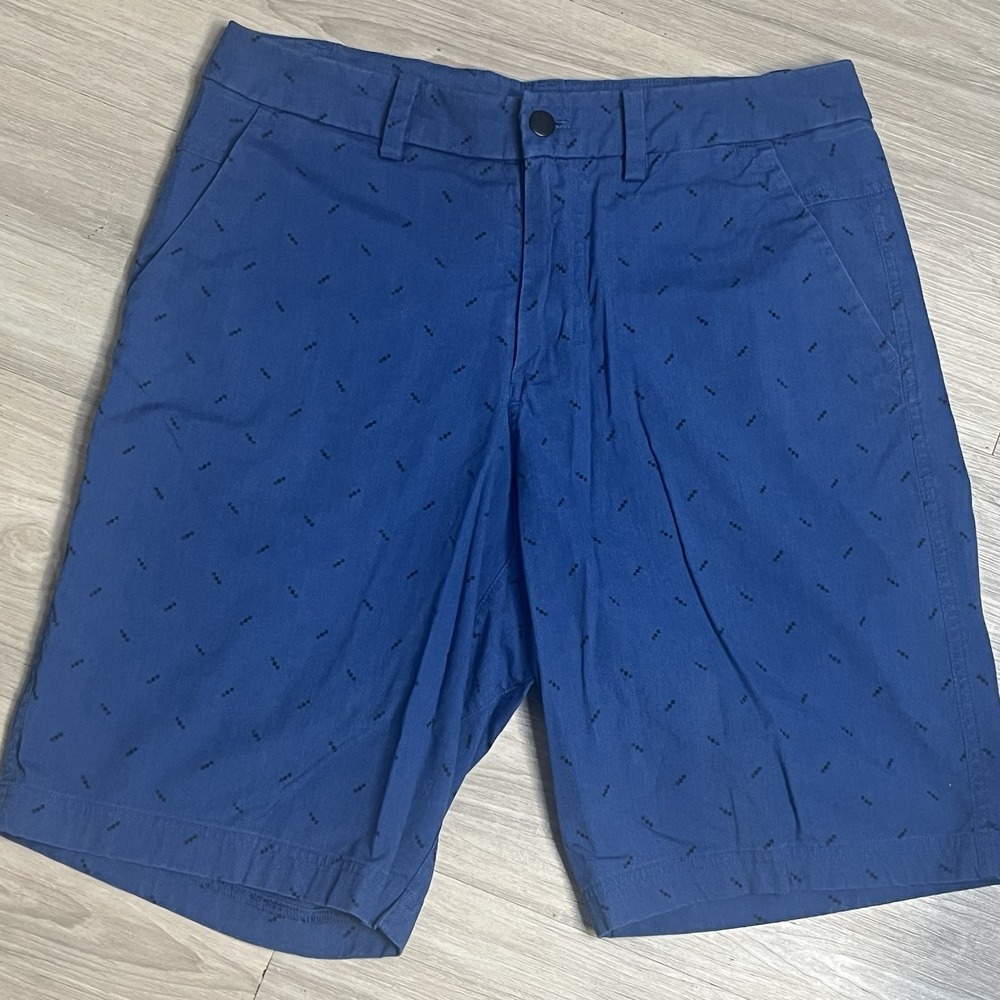 Lululemon Athletic 32 Blue Flat Front Chino Shorts Men's Large Pockets Golf - Picture 1 of 6